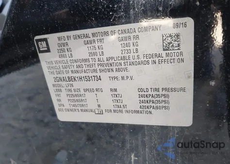 2017 Chevrolet Equinox Ls z USA, uszkodzony, nr VIN 2GNALBEK1H1531734